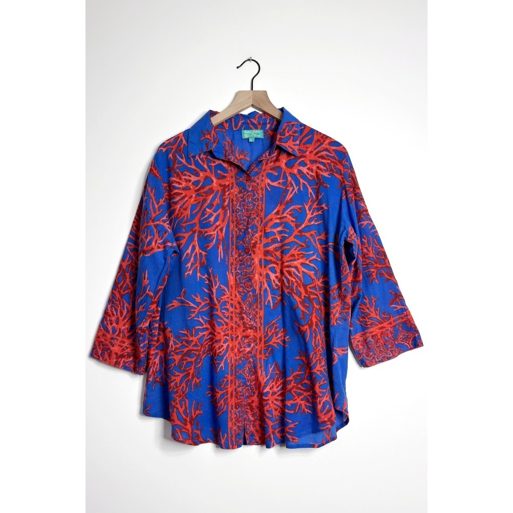 ANTICA SARTORIA Coral Print Blouse